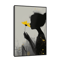 Girl smelling yellow flower - ArtDeco Canvas