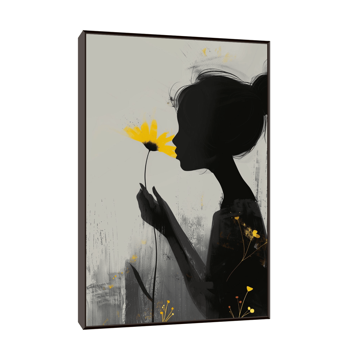 Girl smelling yellow flower - ArtDeco Canvas