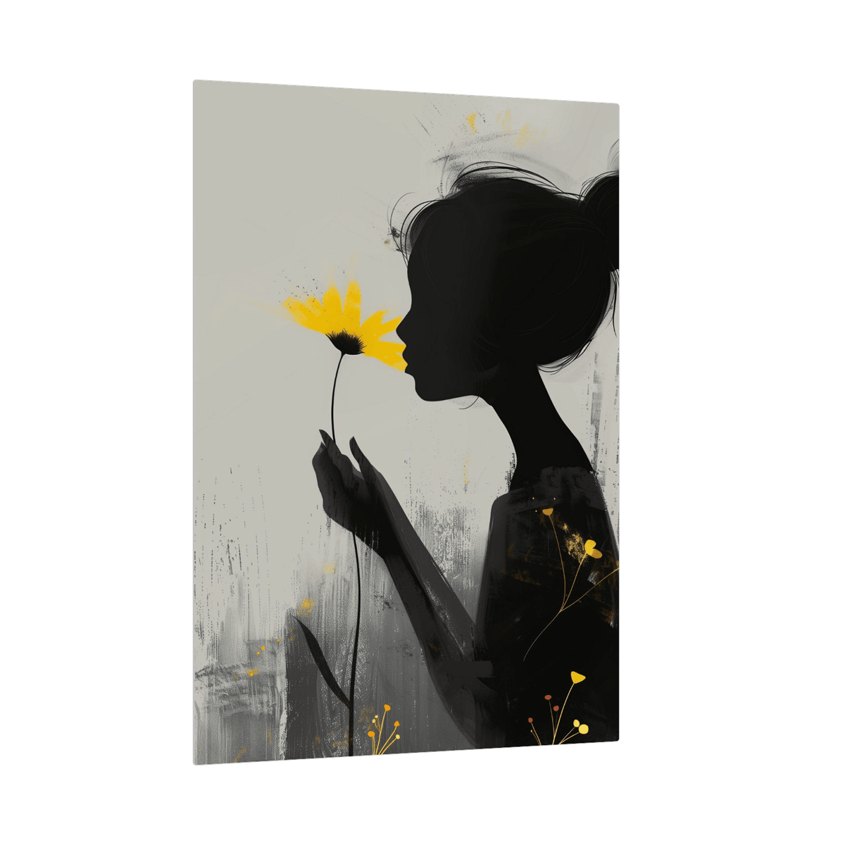 Girl smelling yellow flower - ArtDeco Canvas