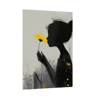 Girl smelling yellow flower - ArtDeco Canvas