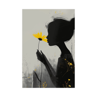 Girl smelling yellow flower - ArtDeco Canvas