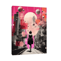 Girl walking thru the city - ArtDeco Canvas