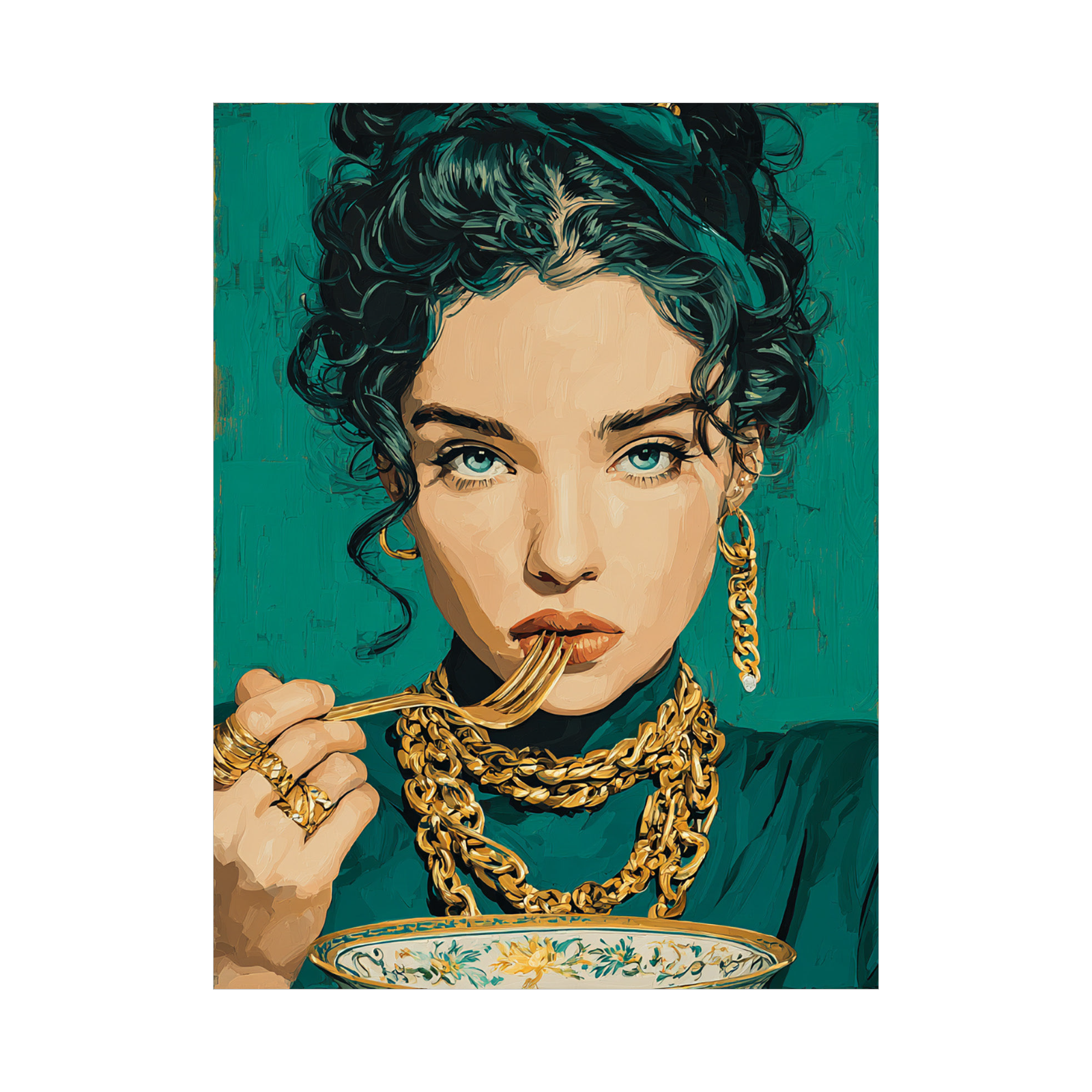 Golden Appetite – Bold & Luxurious Portrait Art