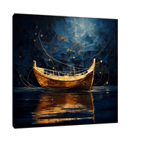 Golden boat in the night - ArtDeco Canvas