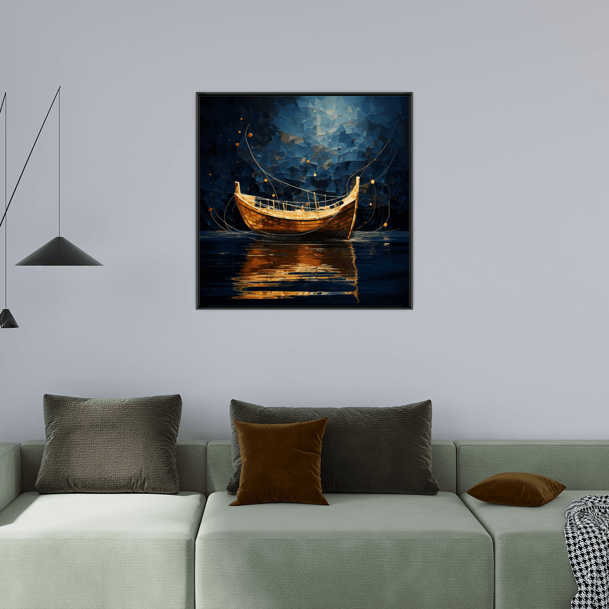 Golden boat in the night - ArtDeco Canvas