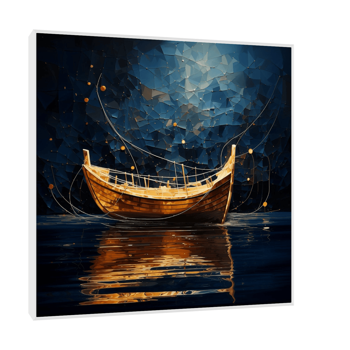 Golden boat in the night - ArtDeco Canvas