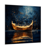 Golden boat in the night - ArtDeco Canvas