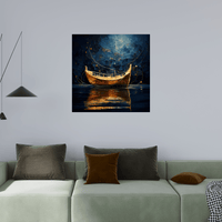 Golden boat in the night - ArtDeco Canvas