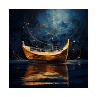 Golden boat in the night - ArtDeco Canvas