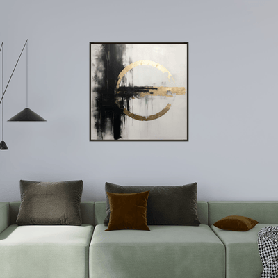 Golden circle on Black&White background - ArtDeco Canvas