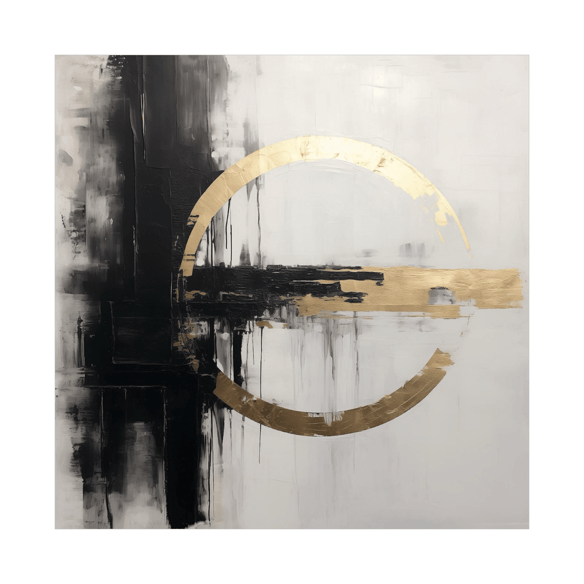 Golden circle on Black&White background - ArtDeco Canvas