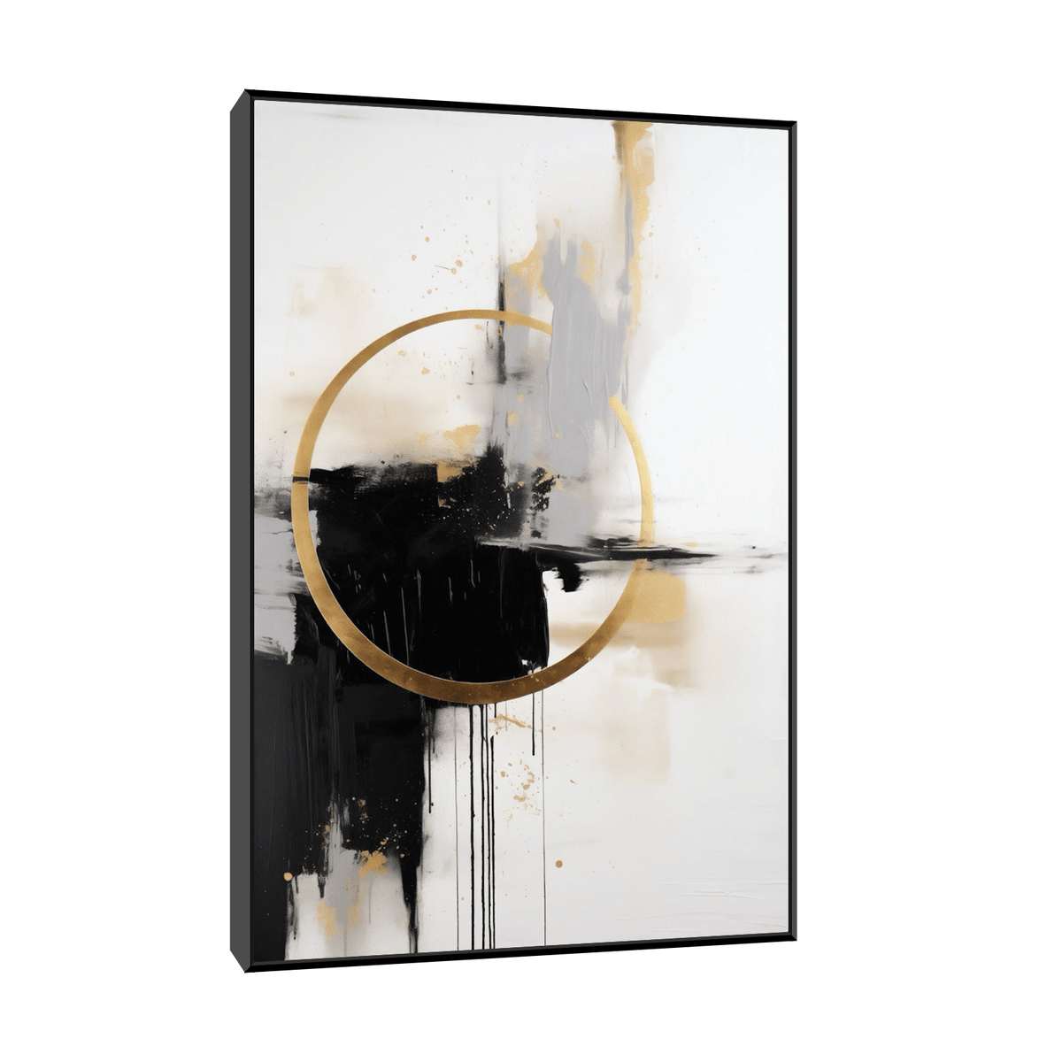 Golden circle on black&white - ArtDeco Canvas