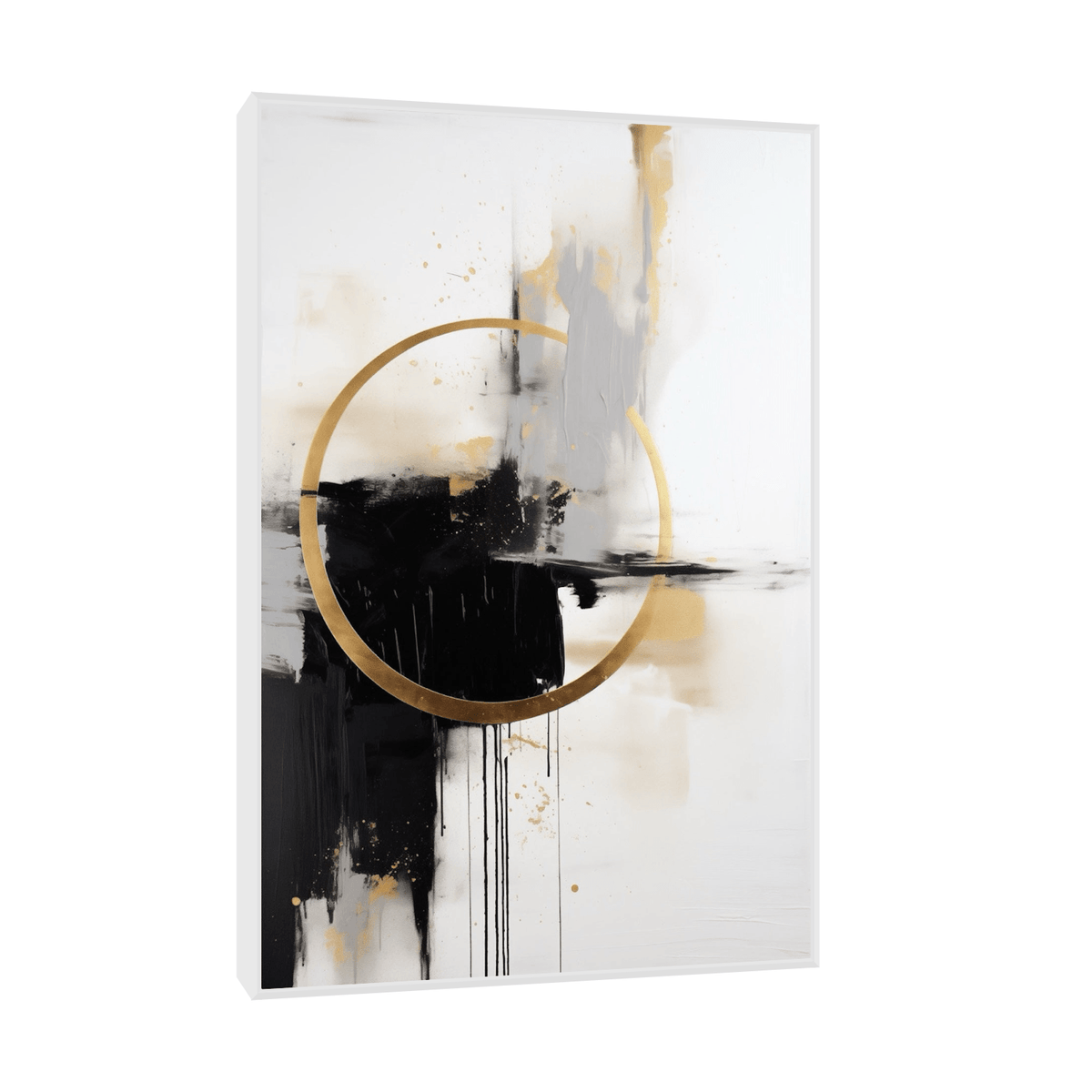 Golden circle on black&white - ArtDeco Canvas