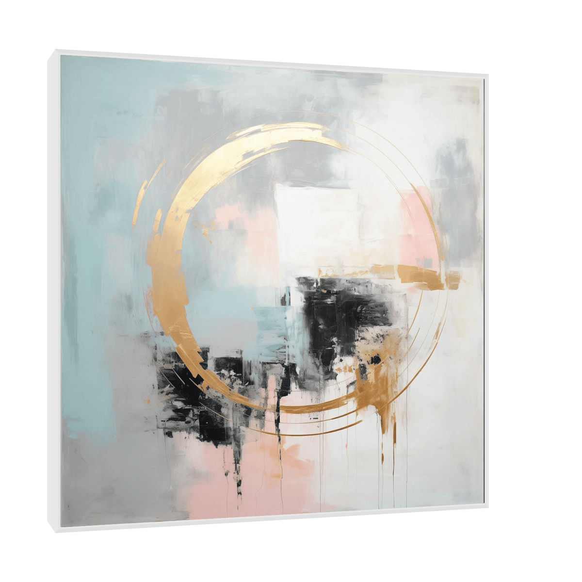 Golden circle on pastel background - ArtDeco Canvas