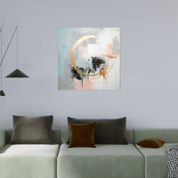 Golden circle on pastel background - ArtDeco Canvas