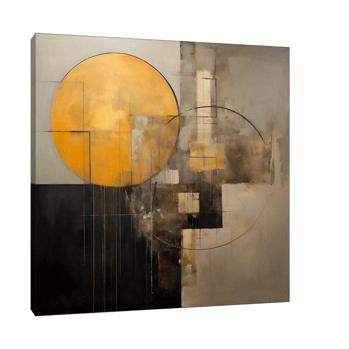 Golden circle reflection on the wall - ArtDeco Canvas