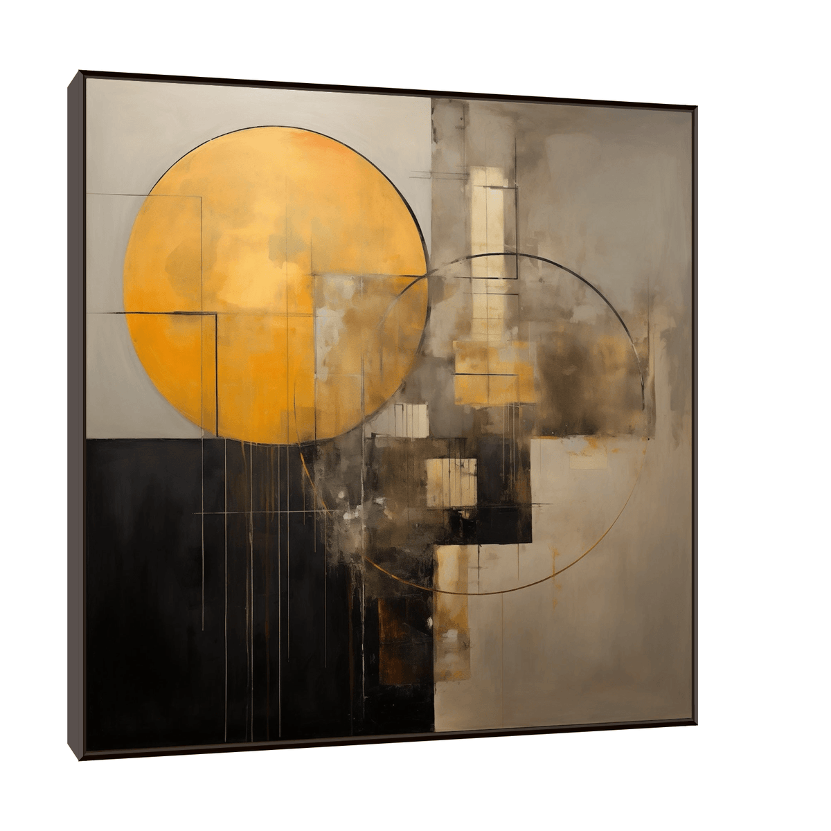 Golden circle reflection on the wall - ArtDeco Canvas