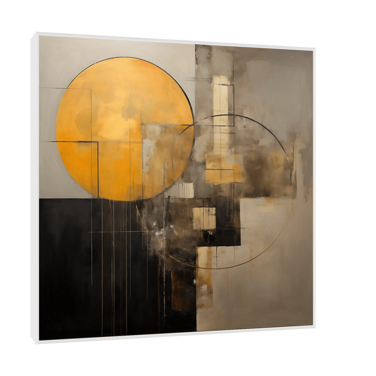 Golden circle reflection on the wall - ArtDeco Canvas