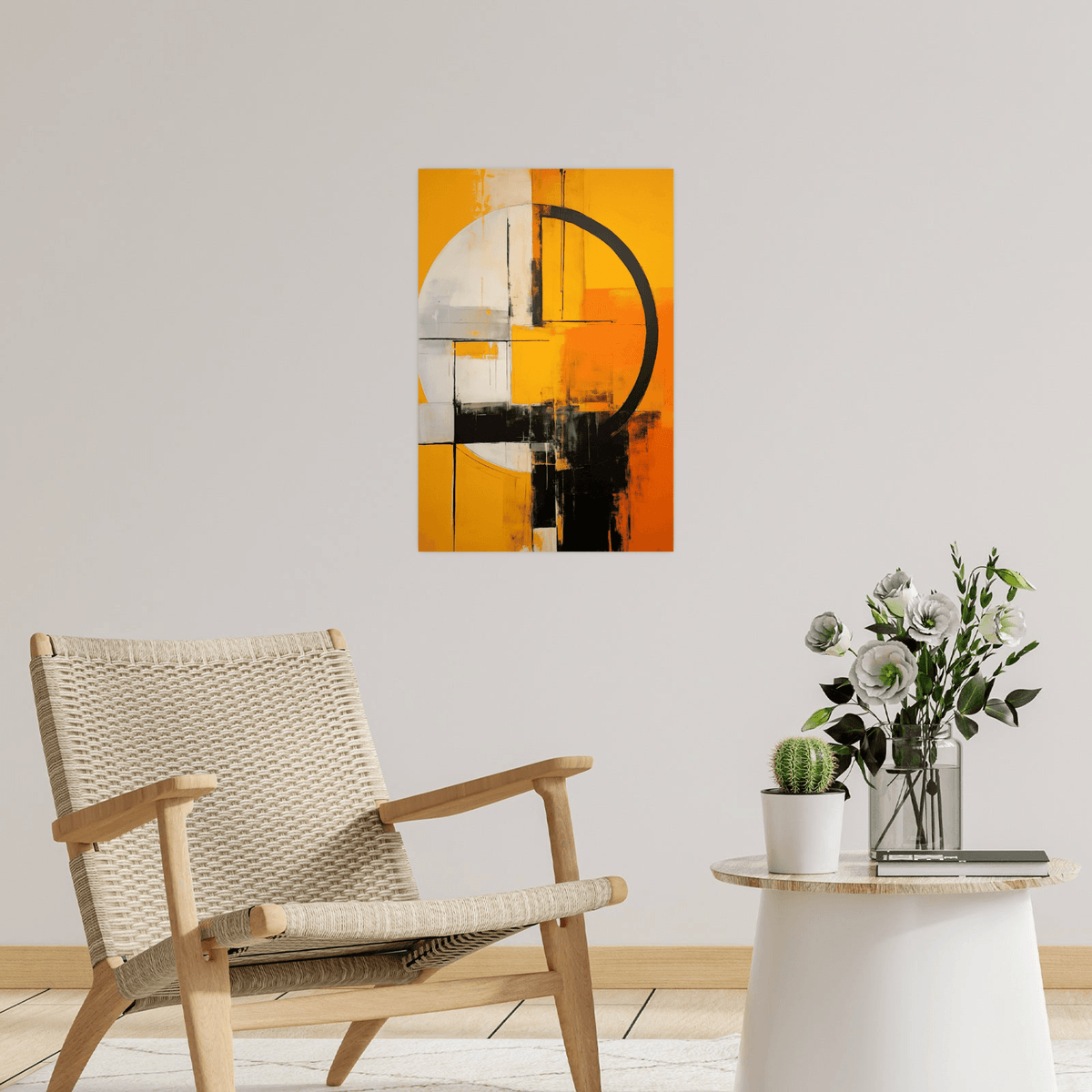 Grunge circle orange - ArtDeco Canvas