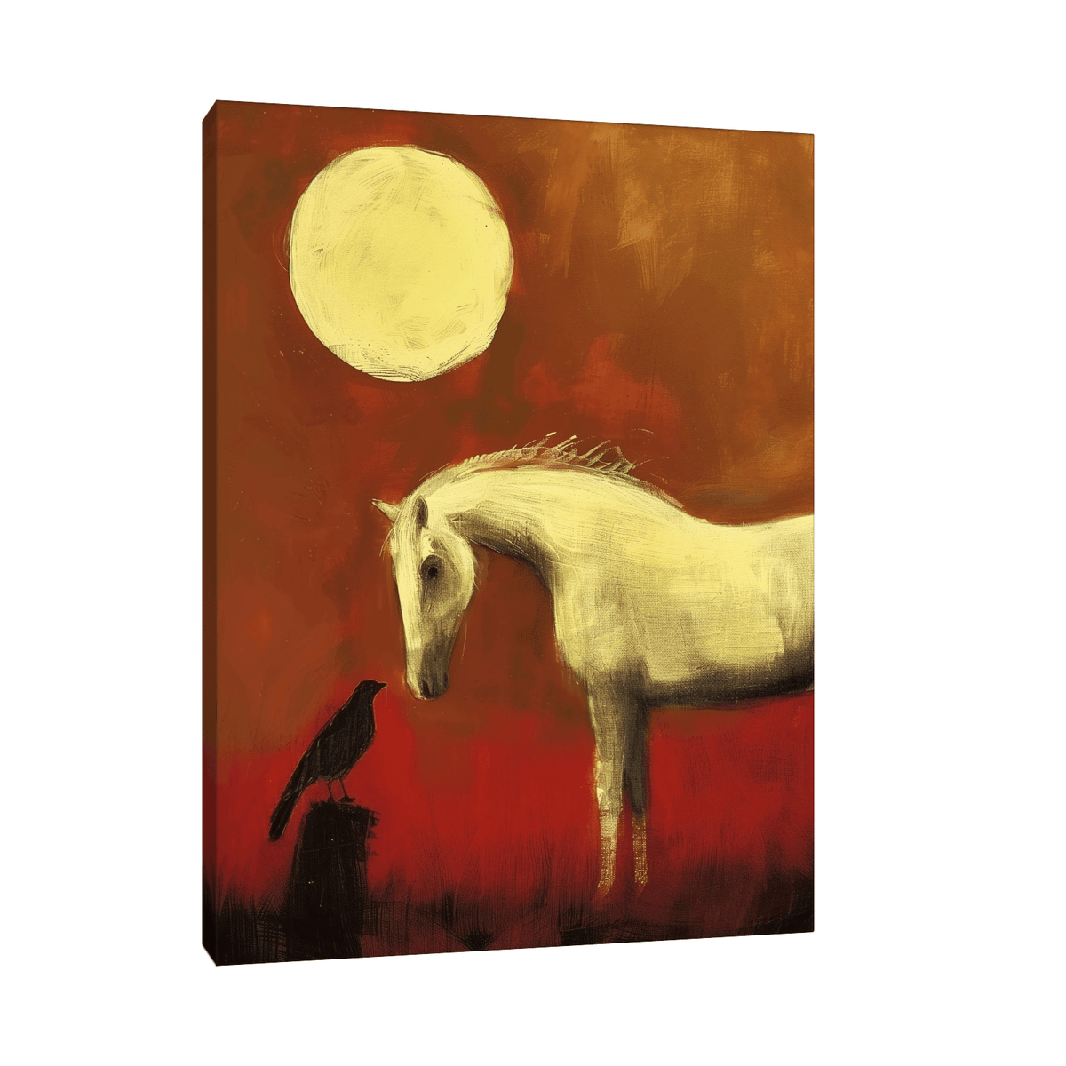 Horse, bird and the sun - ArtDeco Canvas