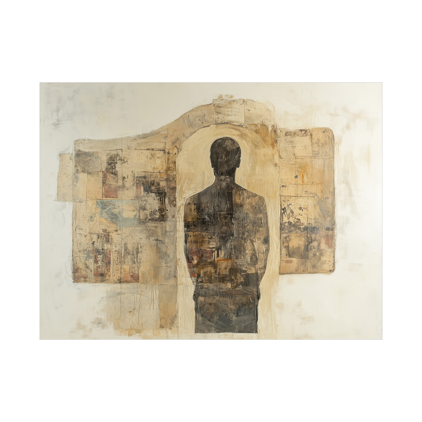 In the Door – Abstract Silhouette Art in Earthy Tones