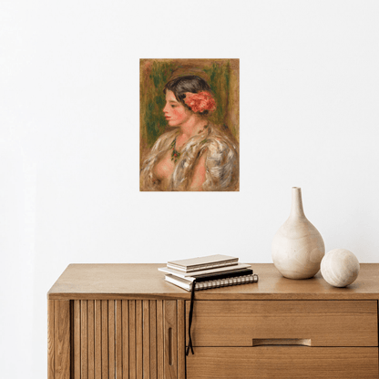 Jeune femme à la rose, Pierre-Auguste Renoir - ArtDeco Canvas