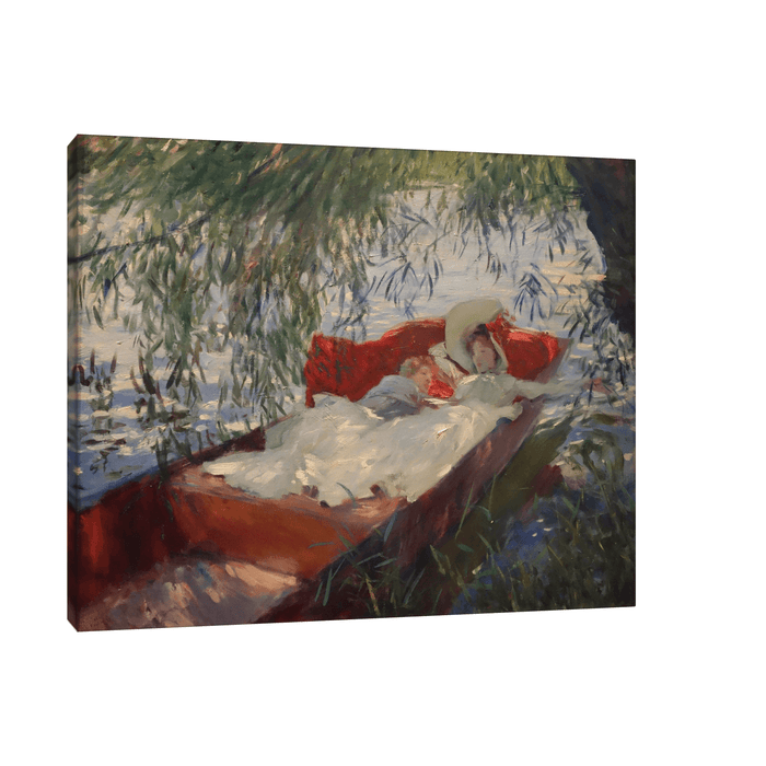 Lady and Child Asleep in a Punt under the Willows, John Singer Sargent - ArtDeco Canvas