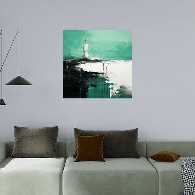 Lonely lighthouse toward the storm - ArtDeco Canvas