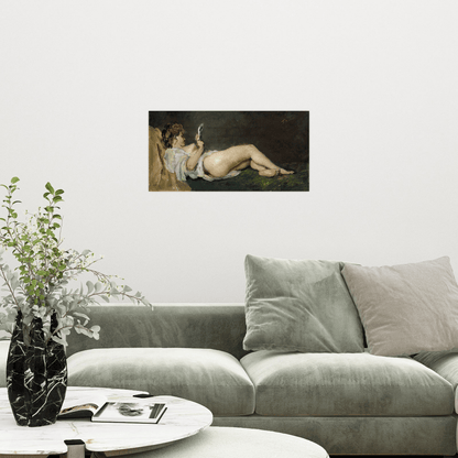 Lying Female Half Nude, Frank Buchser - ArtDeco Canvas