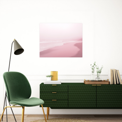Minimal Pink Beach – Soft Ocean Photography