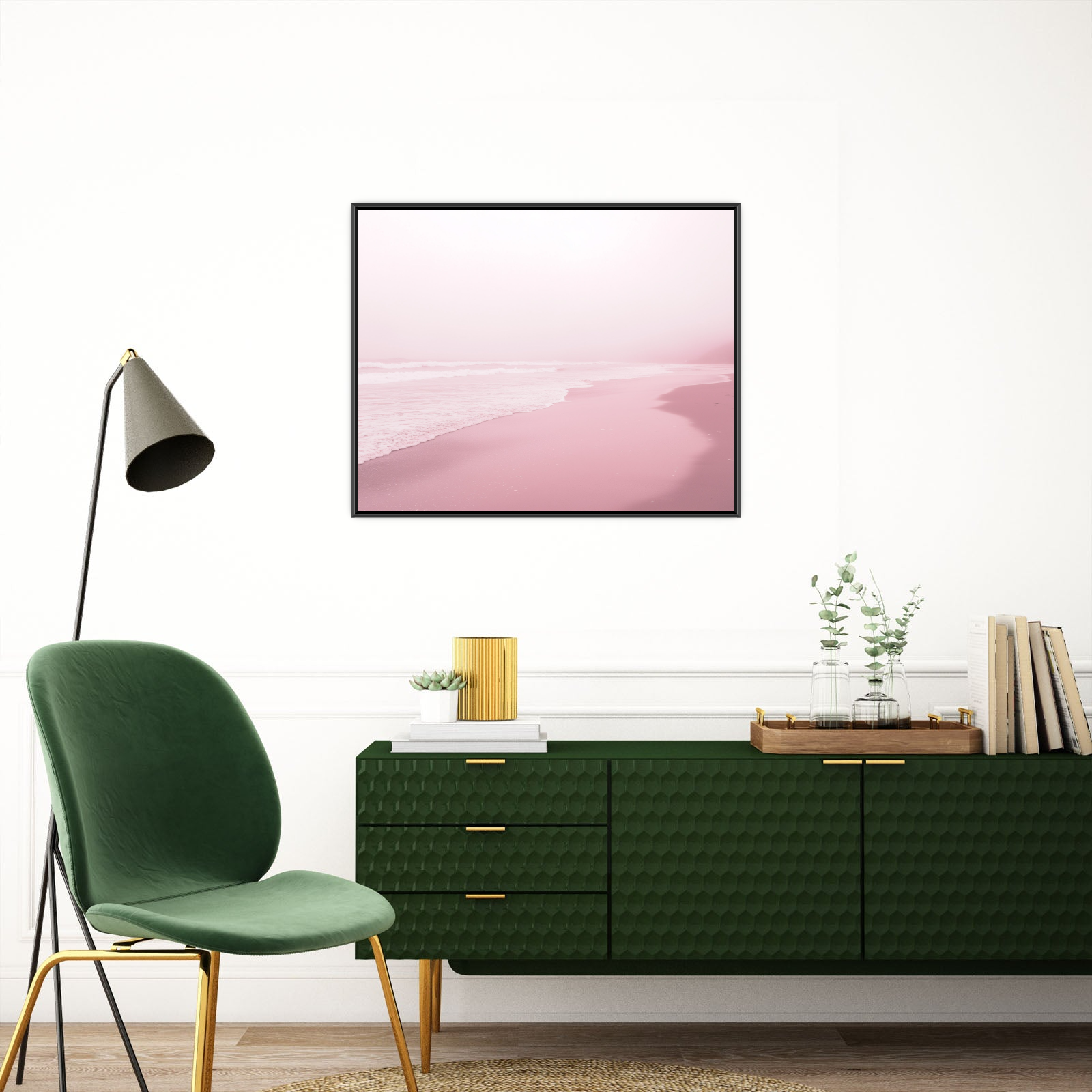 Minimal Pink Beach – Soft Ocean Photography