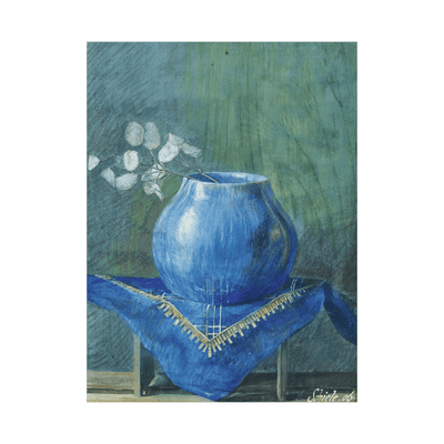 Moneyplant Branch in Blue Vase, Egon Schiele - ArtDeco Canvas