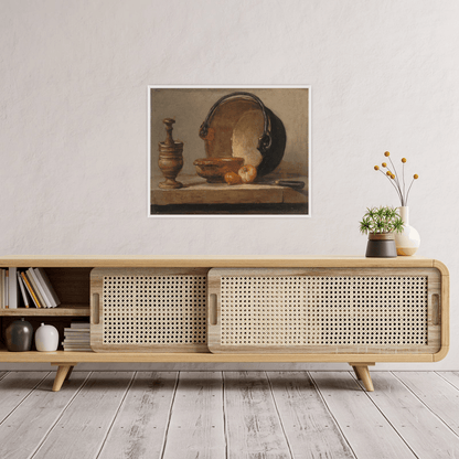 Nature morte au chaudron de cuivre, Jean Siméon Chardin - ArtDeco Canvas