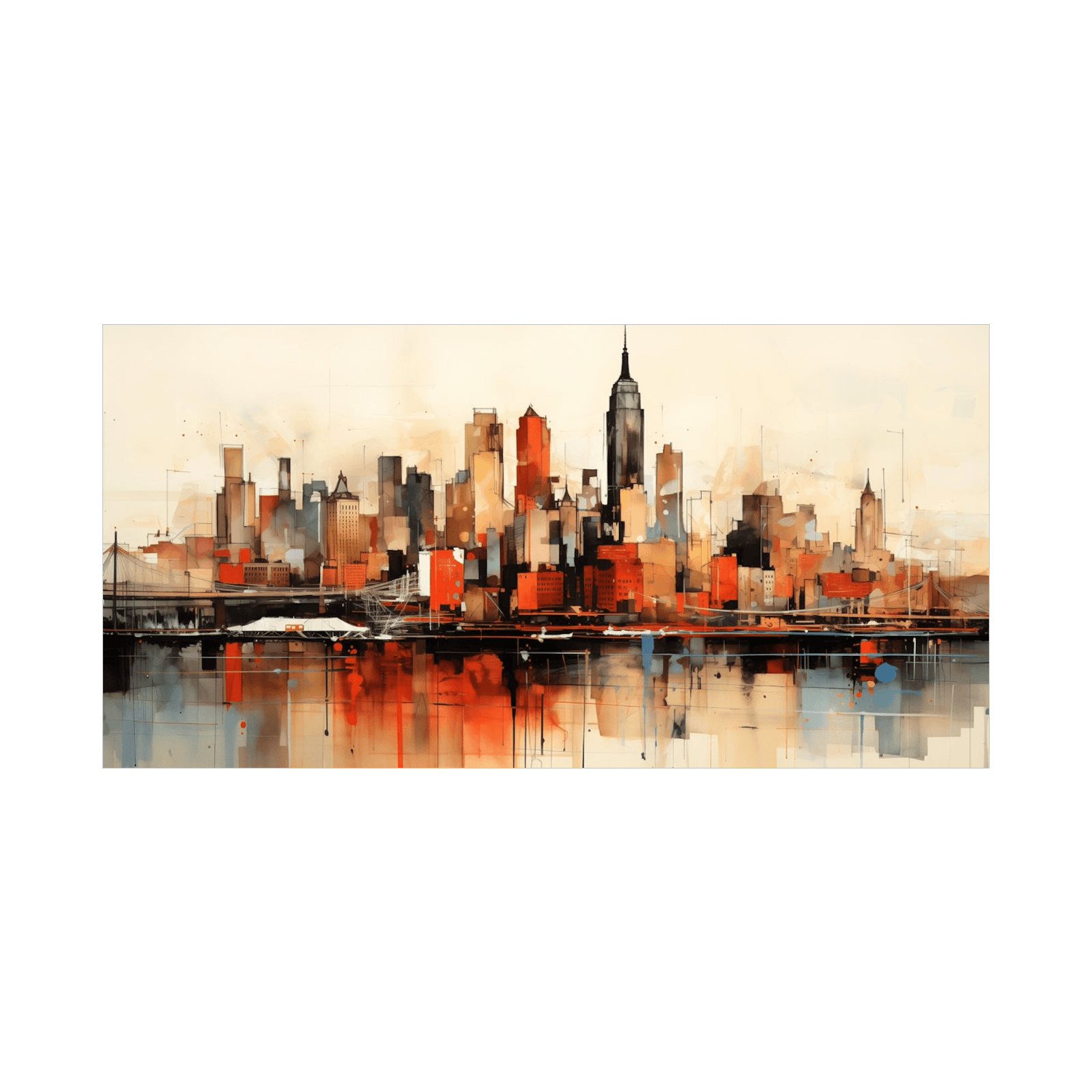 New York City Panorama in pastel colors - ArtDeco Canvas