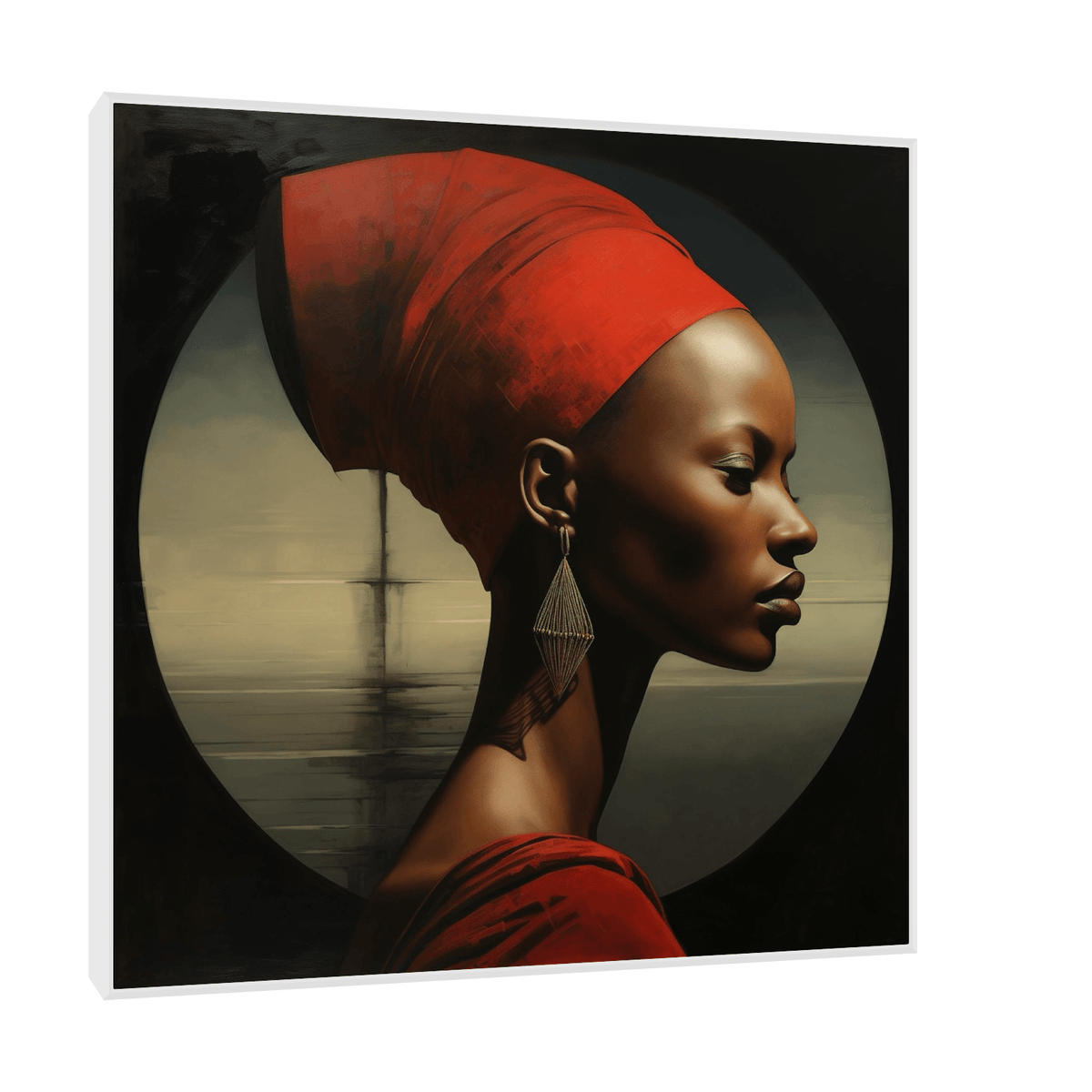 Nubian Beauty in Red - ArtDeco Canvas