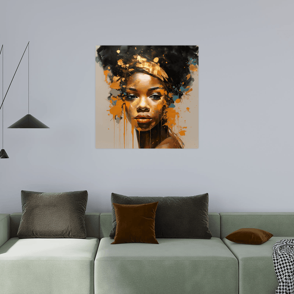 Nubian beauty with orange flakes - ArtDeco Canvas