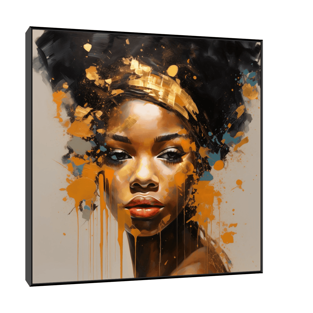 Nubian beauty with orange flakes - ArtDeco Canvas