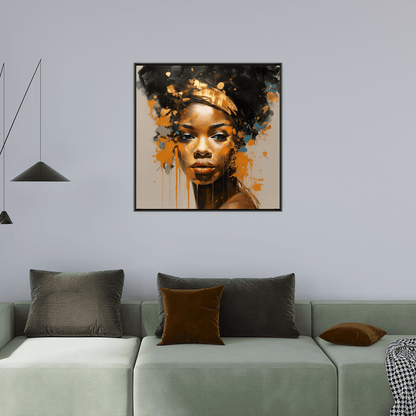 Nubian beauty with orange flakes - ArtDeco Canvas