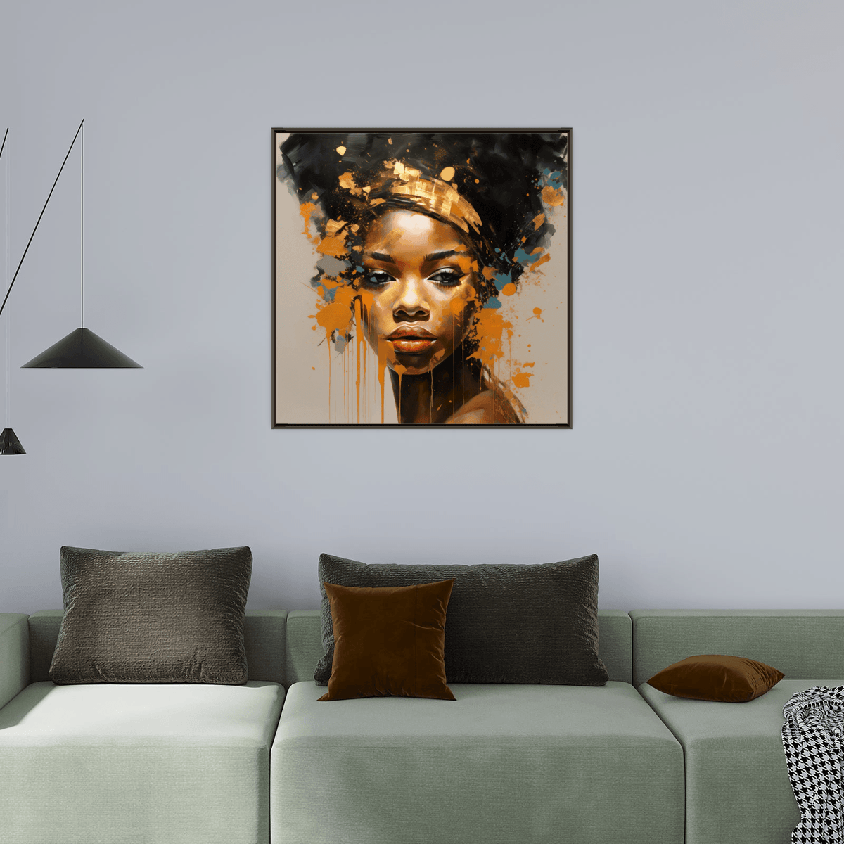 Nubian beauty with orange flakes - ArtDeco Canvas