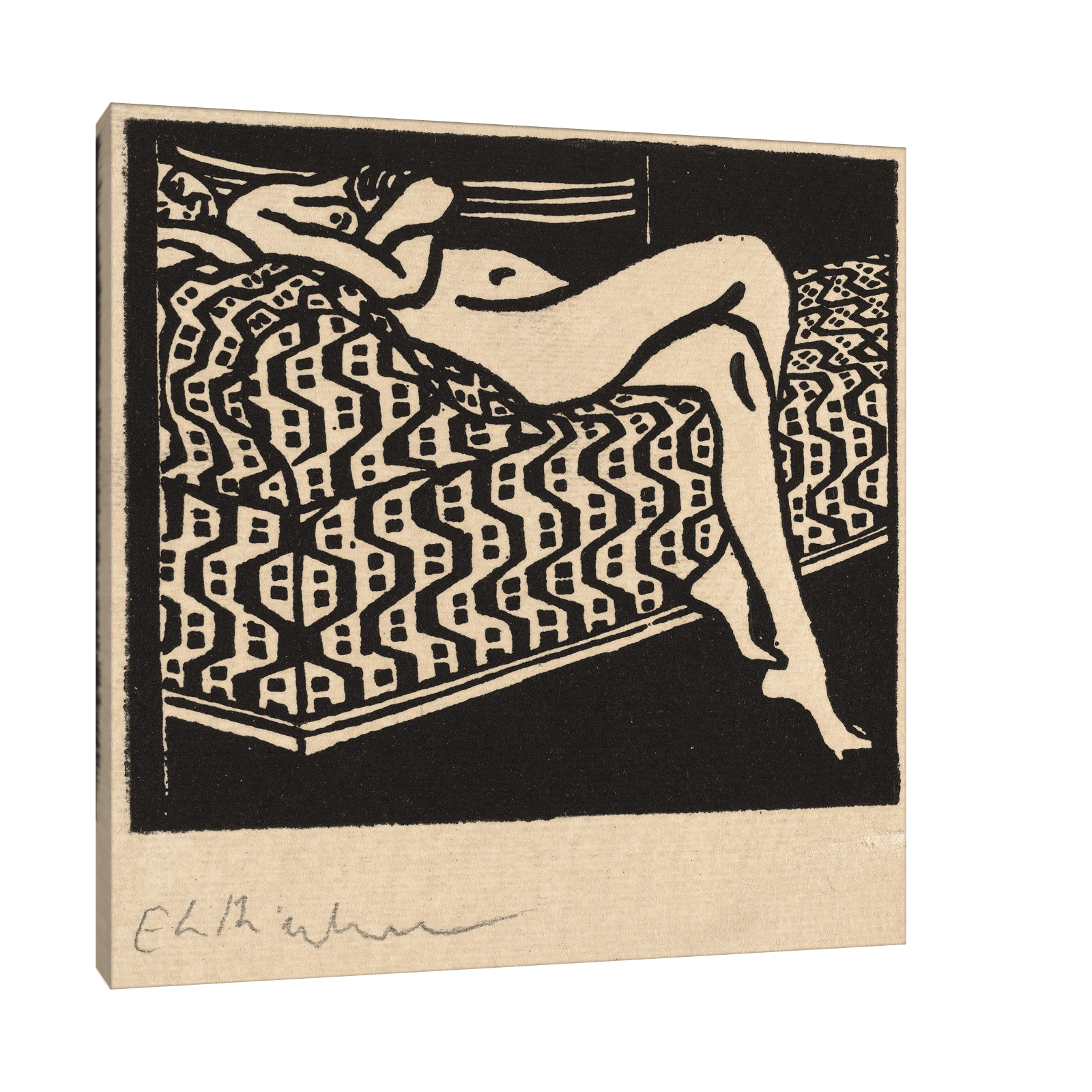 Nude Girl Lying on a Sofa, Ernst Ludwig Kirchner - ArtDeco Canvas