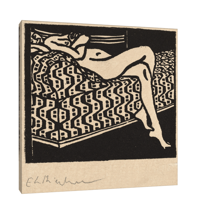 Nude Girl Lying on a Sofa, Ernst Ludwig Kirchner - ArtDeco Canvas