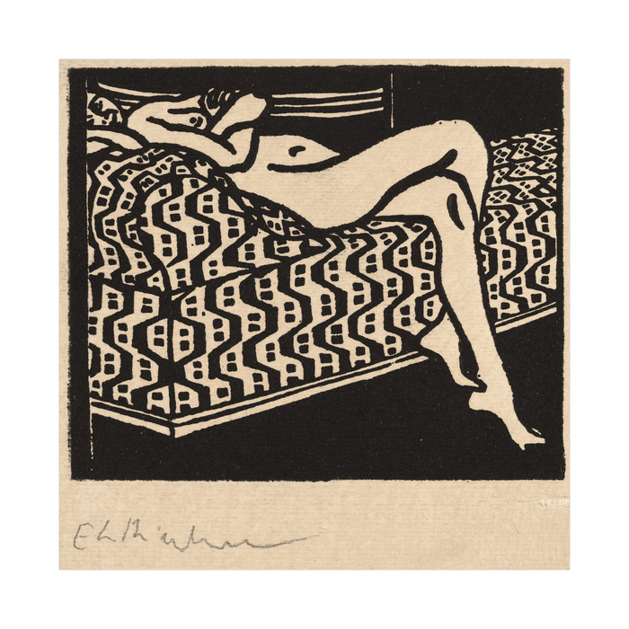 Nude Girl Lying on a Sofa, Ernst Ludwig Kirchner - ArtDeco Canvas