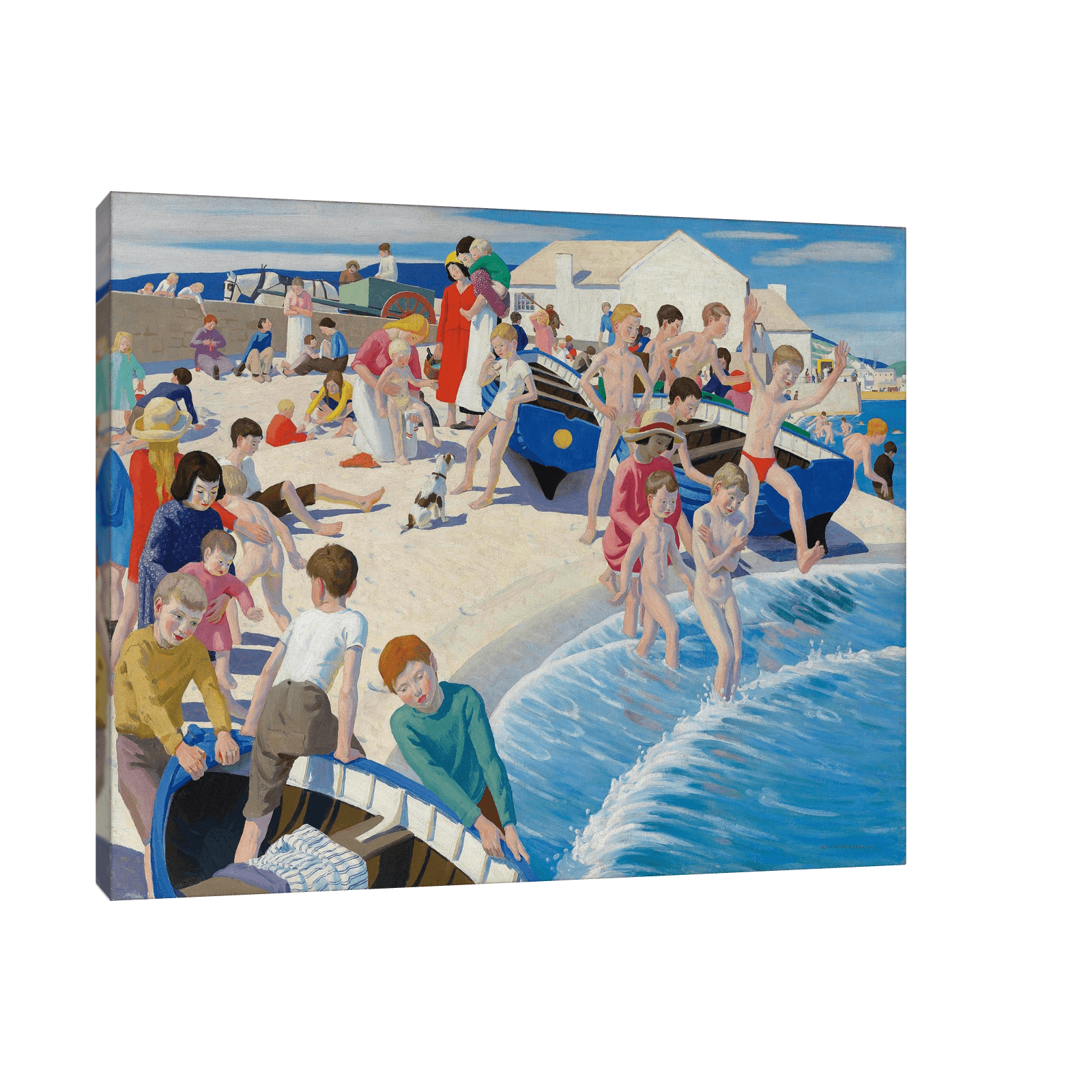 On the beach at Newlyn, Ernest Procter - ArtDeco Canvas