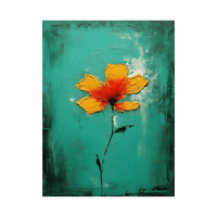 Orange flower on green - ArtDeco Canvas