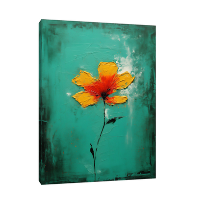 Orange flower on green background