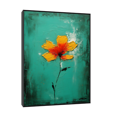 Orange flower on green background