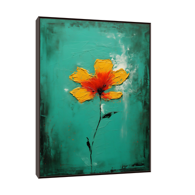 Orange flower on green background
