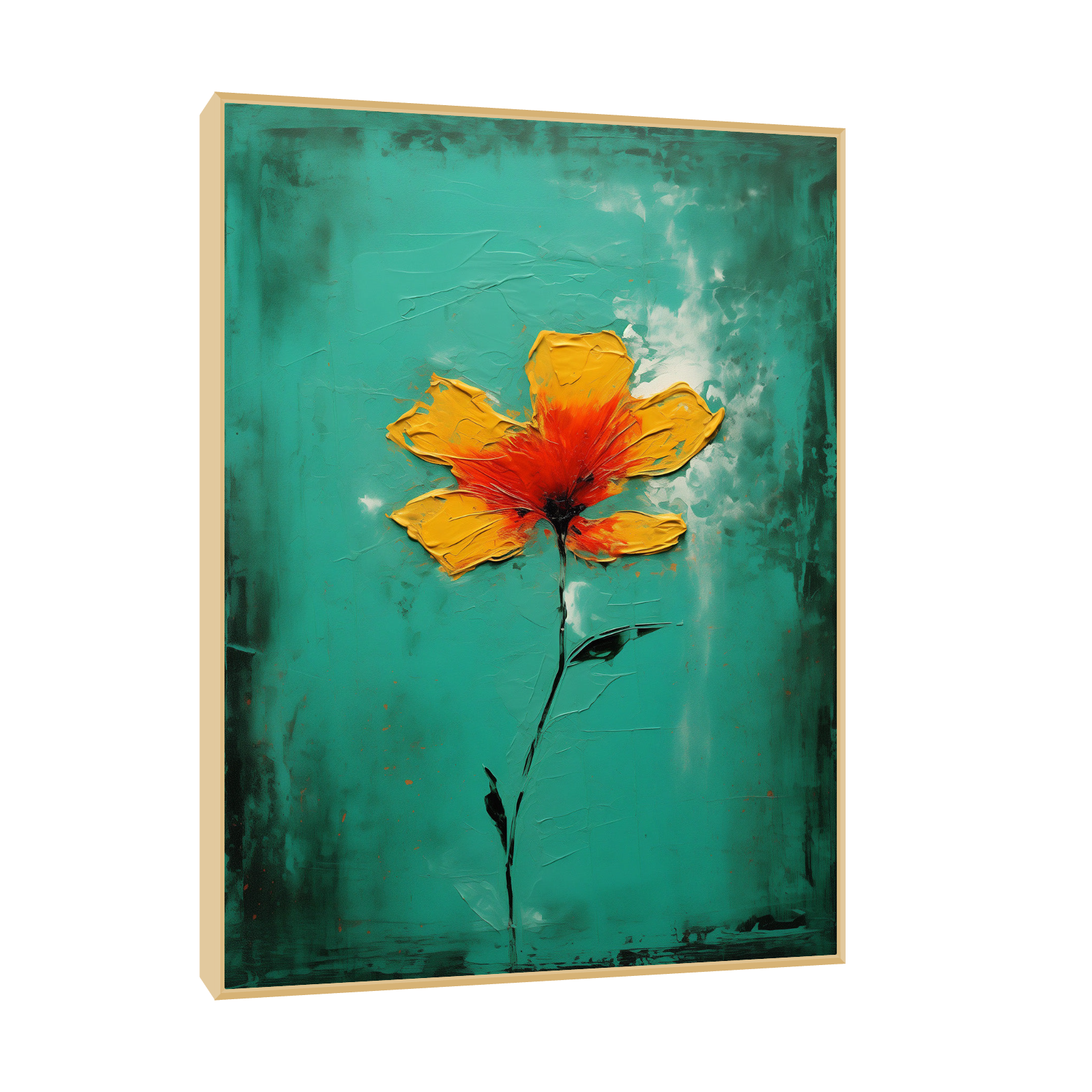 Orange flower on green background
