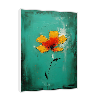 Orange flower on green background