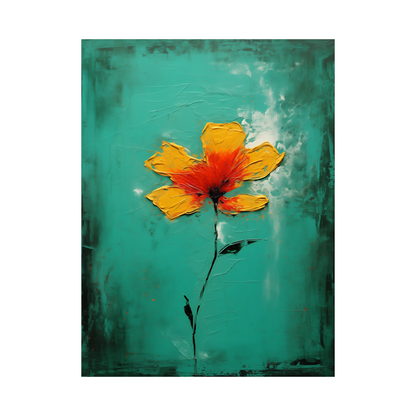 Orange flower on green background